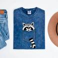 Raccoon Animal Cartoon T-Shirt | Pocket Trash Panda | Casual Short Sleeve Mineral Navy