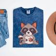 Raccoon Cookie Delight Unisex T-Shirt - Mineral Wash, Small Mineral Navy