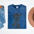 Raccoon Cowboy Graphic Tee | Unisex Mineral Wash T-Shirt Mineral Navy