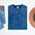 Raccoon Meme Cowboy Unisex T-Shirt - Humorous Mineral Wash Design Mineral Navy