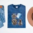 Raccoon Mineral Wash T-Shirt - Moonlit Forest Howling Vibe Mineral Navy
