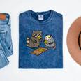 Raccoon & Opossum Pizza Party Tee - Fun Unisex Street Cat Shirt Mineral Navy