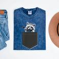 Raccoon Pocket Tee - Unisex Mineral Wash - Cute Animal Lover Gift Mineral Navy