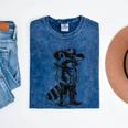 Raccoon Western Mineral Wash T-Shirt - Unisex Cowboy Cowgirl Style Mineral Navy