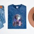 Rats Howling Moon T-Shirt | Unique Mineral Wash Unisex Tee Mineral Navy