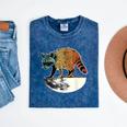 Retro Raccoon Half Moon Unisex T-Shirt - Vintage Style Mineral Wash Mineral Navy