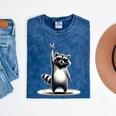 Retro Raccoon Rock T-Shirts - Mineral Wash Unisex Style Mineral Navy