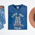 Sarcastic Raccoon Small T-Shirt - Cute But Feral Mineral Wash Mineral Navy