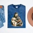 Vintage Jesus & Raccoon Hug Graphic Unisex T-Shirt | Mineral Wash Mineral Navy