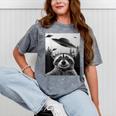 Alien UFO Raccoon T-Shirt - Mineral Wash - Unisex Adventure Wear Mineral Gray