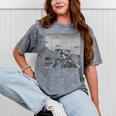 Alien UFO Raccoon T-Shirt - Unique Mineral Wash Design Mineral Gray