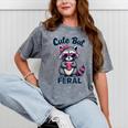 Cute Raccoon Mineral Wash Women's T-Shirt - Funny Summer Fashion Mineral Gray