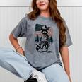Raccoon Cowboy Vintage T-Shirt - Western Style Mineral Wash for Adults Mineral Gray