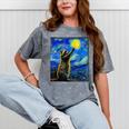 Raccoon Starry Night T-Shirt - Art-Inspired Van Gogh Tee Mineral Gray