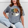 Retro Raccoon Half Moon Unisex T-Shirt - Vintage Style Mineral Wash Mineral Gray