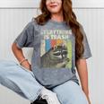 Retro Raccoon Lover's Mineral Wash Camping Tee - Unisex Mineral Gray