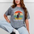 Save The Trash Panda T-Shirt | Retro Raccoon Sunset Design Mineral Gray