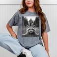 Scared Raccoon & Bigfoot Mineral Wash Tee - Fun Novelty Gift Mineral Gray