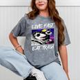 Street Cats Trash Pandas Enthusiasts Live Fast Eat Trash Panda Raccoon Opossum Enthusiasts -Adults Cotton Blend Mineral Wash Tshirts Mineral Gray