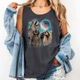 3 Racoon Moon Howling Raccoon Head For Men Women Kid Comfort Colors Tank Top Pepper