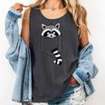 Raccoon Cartoon Animal Comfort Colors Tank | Casual Blue Short Sleeve Pepper