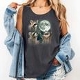 Raccoon Tank Top - Quirky Moon Howling | Comfortable Fit Pepper