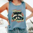 Live Fast Eat Trash Retro Trash Panda Raccoon Comfort Colors Tank Top Blue Jean