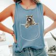 Pocket Raccoon Unisex Tank Top - Fun & Playful Comfort Colors Tee Blue Jean