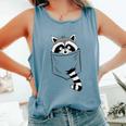 Raccoon Cartoon Animal Comfort Colors Tank | Casual Blue Short Sleeve Blue Jean