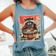 Raccoon Eating Ramen Tank Top - Cozy Anime Foodie Style Blue Jean