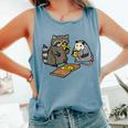Raccoon & Opossum Pizza Party Tank Top - Comfort Colors Unisex Blue Jean