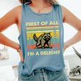Retro Raccoon 'I'm A Delight' Comfort Colors Tank Top | Fun Animal Design Blue Jean