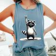 Retro Raccoon Rock Music Unisex Tank Top - Comfort Colors Blue Jean