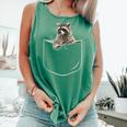Pocket Raccoon Unisex Tank Top - Fun & Playful Comfort Colors Tee Light Green