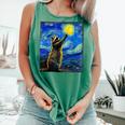 Raccoon Starry Night Tank Top - Van Gogh Style for Art Lovers Light Green