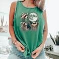 Raccoon Tank Top - Quirky Moon Howling | Comfortable Fit Light Green