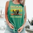 Retro Raccoon 'I'm A Delight' Comfort Colors Tank Top | Fun Animal Design Light Green