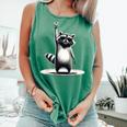 Retro Raccoon Rock Music Unisex Tank Top - Comfort Colors Light Green