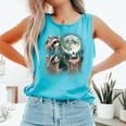 Raccoon Tank Top - Quirky Moon Howling | Comfortable Fit Lagoon