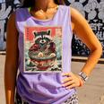 Raccoon Eating Ramen Tank Top - Cozy Anime Foodie Style Violet