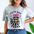 Cute But Feral Colorful Racoon With Sunglasses Racoon Small Comfort Color Blast T-Shirt Smoke