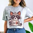 Raccoon Cookie Comfort T-Shirt - Adults Small | Fun Graphic Tee Smoke