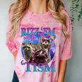 Rizz Em With The Tism Retro Raccoon Meme Comfort Color Blast T-Shirt Clay