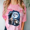 Three Opossum Raccoon Skunk Moon Howling Animal Meme Comfort Color Blast T-Shirt Clay
