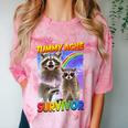 Tummy Ache Survivor Raccoon | Small Comfort Color Blast Tee Clay