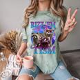 Rizz Em With The Tism Retro Raccoon Meme Comfort Color Blast T-Shirt Fern