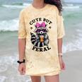 Cute But Feral Colorful Racoon With Sunglasses Racoon Small Comfort Color Blast T-Shirt Citrine