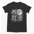 Raccoon Trio Howling at Moon Unisex T-Shirt - Quirky Night Theme