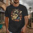 Raccoon Guitar T-Shirt–Cottagecore Floral Animal Unisex
