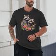 Cottagecore Raccoons & Flowers Unisex T-Shirt - Nature Lover's Delight